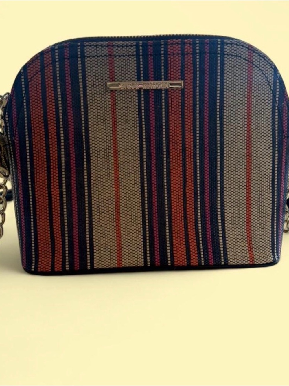 Steve Madden Striped Crossbody Bag in Navy, Red, Orange and Cream